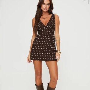 Polka Dot V-Neck Mini Dress